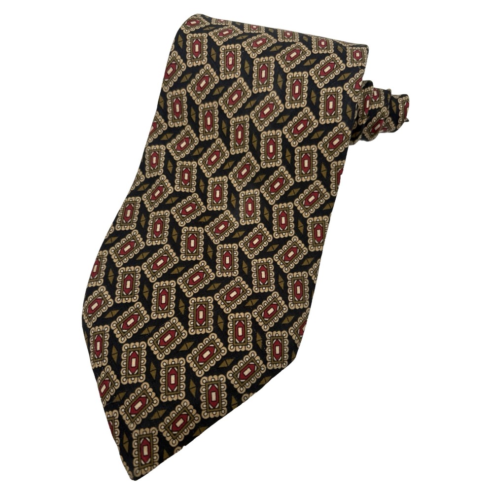 Robert Talbott Men's Tie Silk Nordstrom Luxury Geometric Designer Black Gold